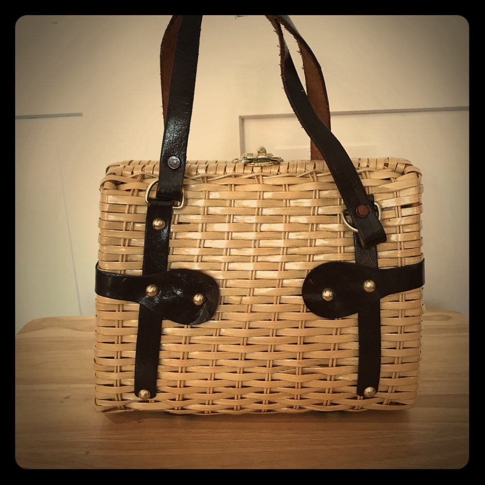 VINTAGE 50s Woven Handbag